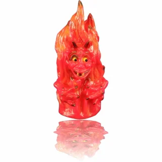 Lustiger Gartenfigur Feuerteufel mit Bewegungsmelder für die Terrasse, wetterfest
