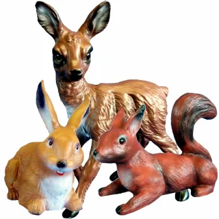 Robuste, wetterfeste Gartendekoration - Tierfiguren Reh & Hase & Eichhörnchen im Set 